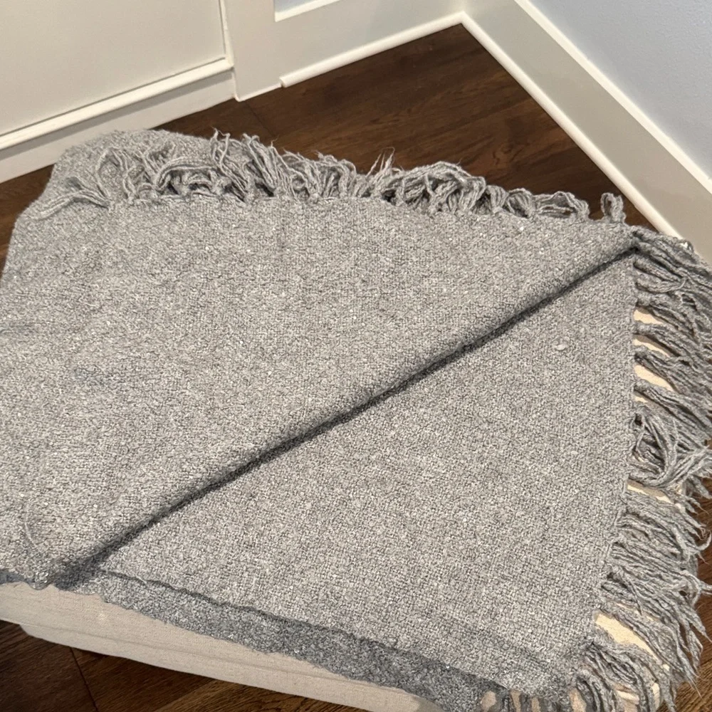 West Elm Gray Textured Throw Blanket